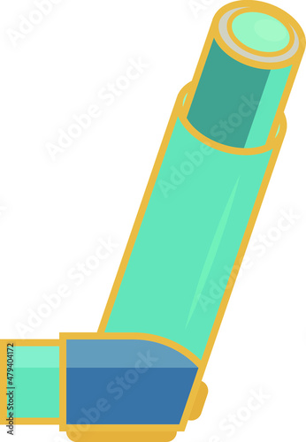Inhaler icon isolated on white background. Breather for cough relief, inhalation, allergic patient. Medical allergy asthma inhaler spray. Vector Illustration.