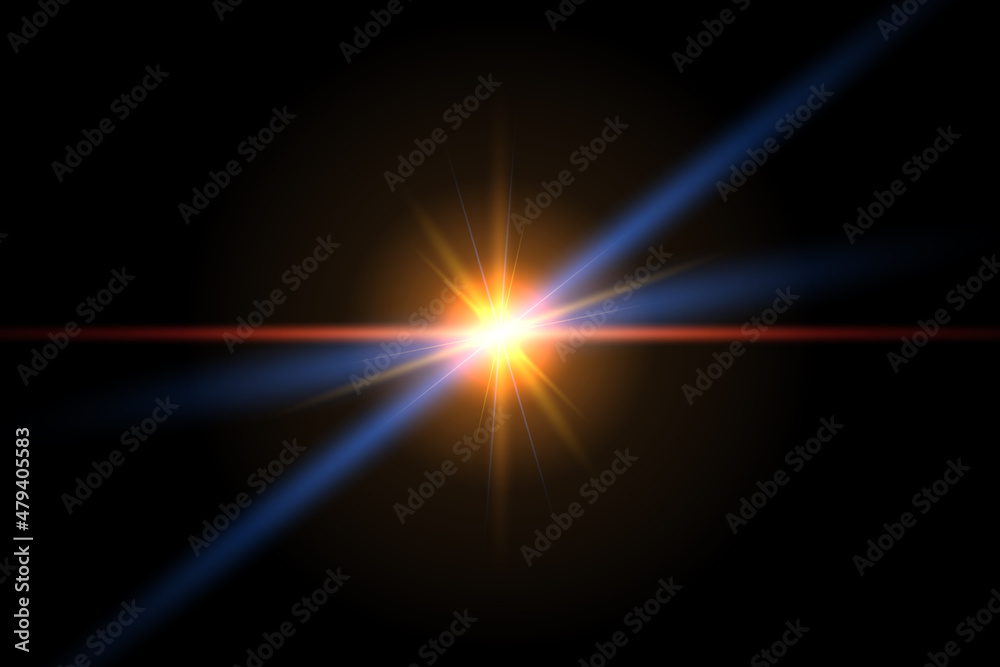 Vector lens flare isolated on black background