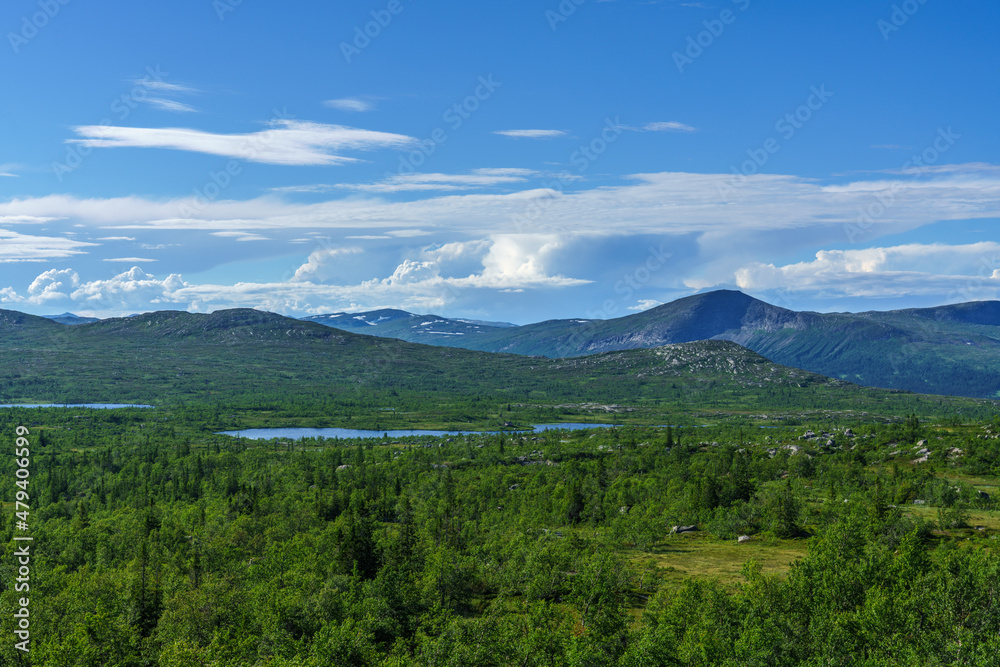 Beautiful landscape view from the vast highlands of Sweden