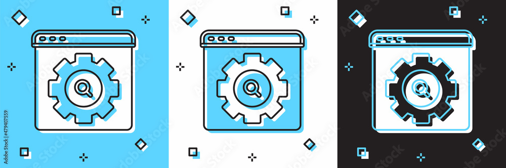 Set Browser setting icon isolated on blue and white, black background. Adjusting, service, maintenance, repair, fixing. Vector Set Browser setting icon isolated on blue and white, black background. Adjusting, service, maintenance, repair, fixing. Vector