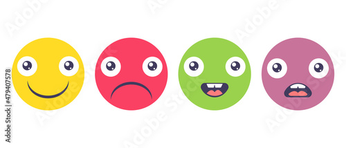 Vector set icons of emoji in different mood.