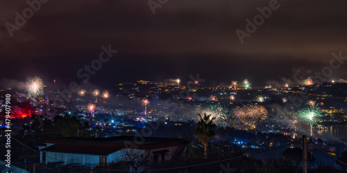 fireworks night view of the city