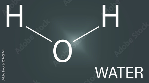 Water H2O molecule. Skeletal formula. Chemical structure