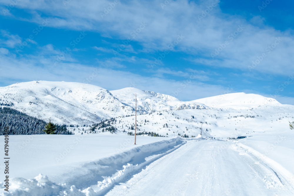 snow covered mountains