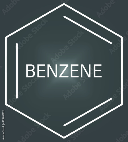Benzene or Cyclohexatriene aromatic hydrocarbon molecule. Important in petrochemistry, component of gasoline. Skeletal formula.