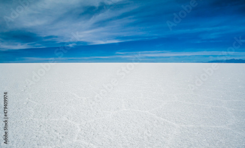 View of the amazing Salar de Uyuni Salt Flats in Bolivia.