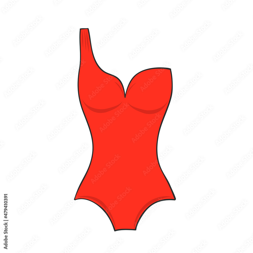 Beautiful red swimsuit hand drawn for summer holiday design Beautiful red swimsuit hand drawn for summer holiday design