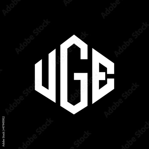 UGE letter logo design with polygon shape. UGE polygon and cube shape logo design. UGE hexagon vector logo template white and black colors. UGE monogram, business and real estate logo. photo