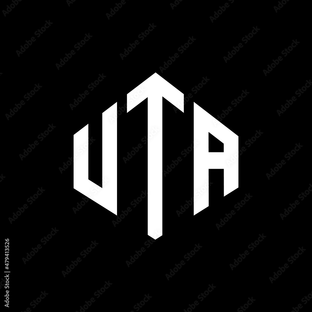 UTA letter logo design with polygon shape. UTA polygon and cube shape logo design. UTA hexagon vector logo template white and black colors. UTA monogram, business and real estate logo.