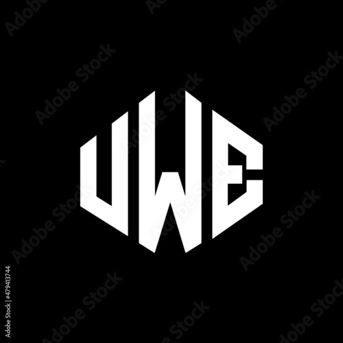 UWE letter logo design with polygon shape. UWE polygon and cube shape logo design. UWE hexagon vector logo template white and black colors. UWE monogram, business and real estate logo.