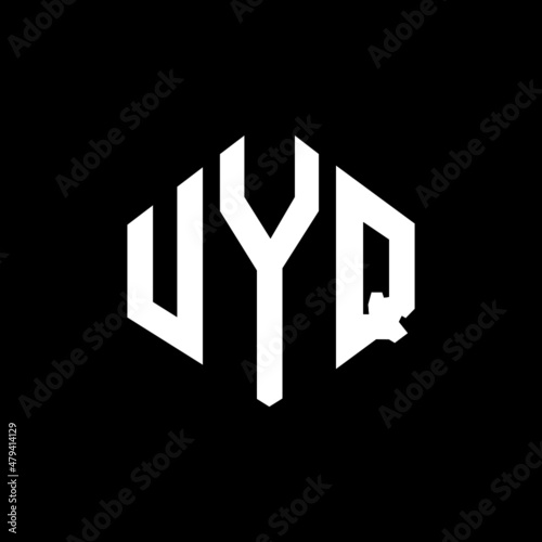 UYQ letter logo design with polygon shape. UYQ polygon and cube shape logo design. UYQ hexagon vector logo template white and black colors. UYQ monogram, business and real estate logo.