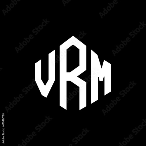 VRM letter logo design with polygon shape. VRM polygon and cube shape logo design. VRM hexagon vector logo template white and black colors. VRM monogram, business and real estate logo. photo
