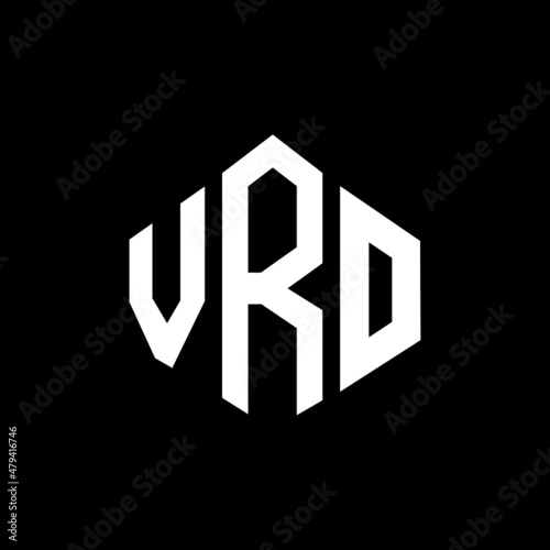 VRO letter logo design with polygon shape. VRO polygon and cube shape logo design. VRO hexagon vector logo template white and black colors. VRO monogram, business and real estate logo. photo