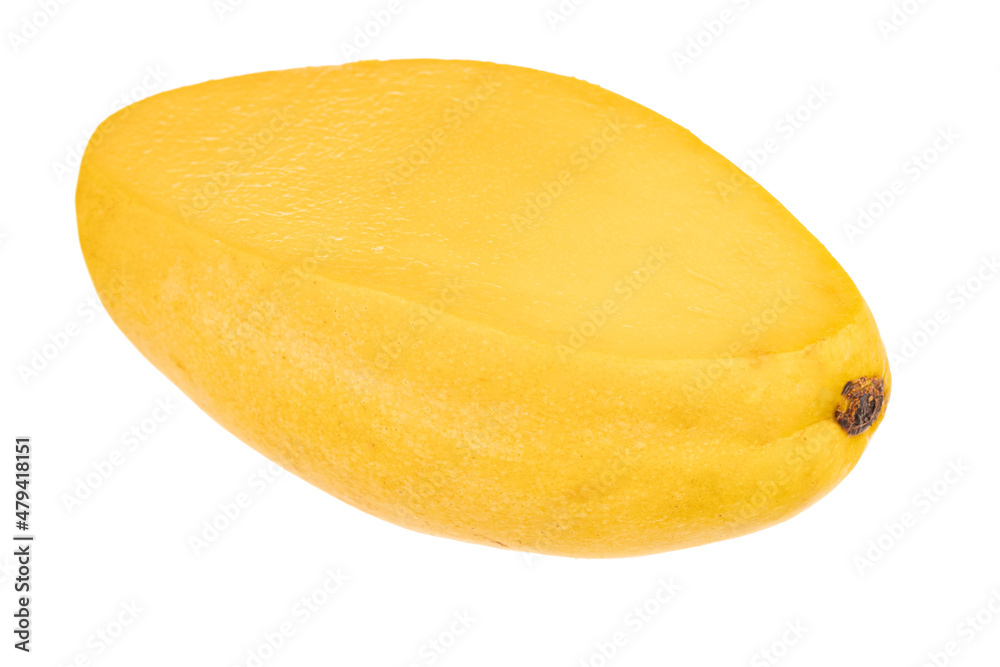 single fresh yellow mango isolated on white background