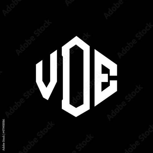 VDE letter logo design with polygon shape. VDE polygon and cube shape logo design. VDE hexagon vector logo template white and black colors. VDE monogram, business and real estate logo. photo
