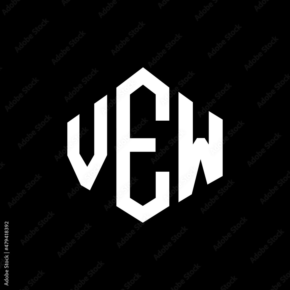 VEW letter logo design with polygon shape. VEW polygon and cube shape logo design. VEW hexagon vector logo template white and black colors. VEW monogram, business and real estate logo.