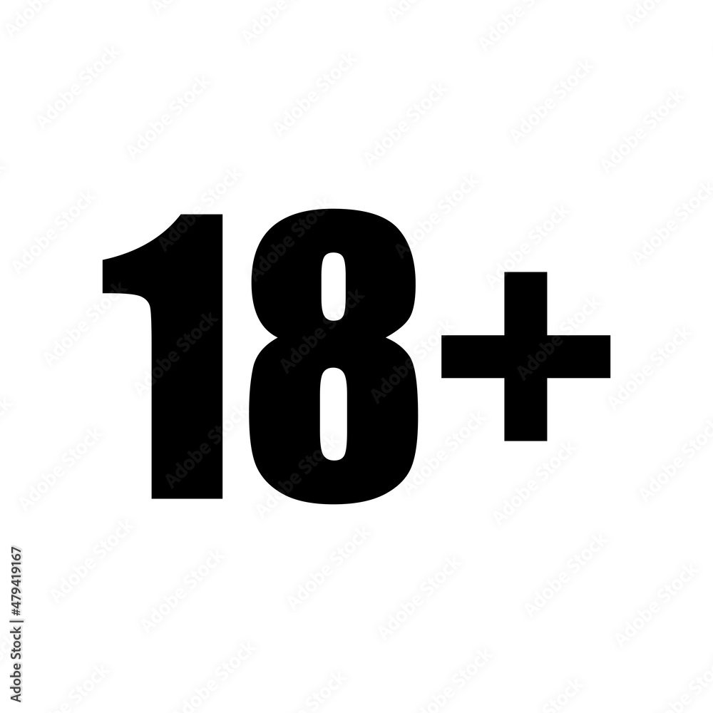Obraz premium 18 plus icon in trendy flat style isolated on white background. 18 plus icon page symbol for your web site design 18 plus icon logo, app, UI.