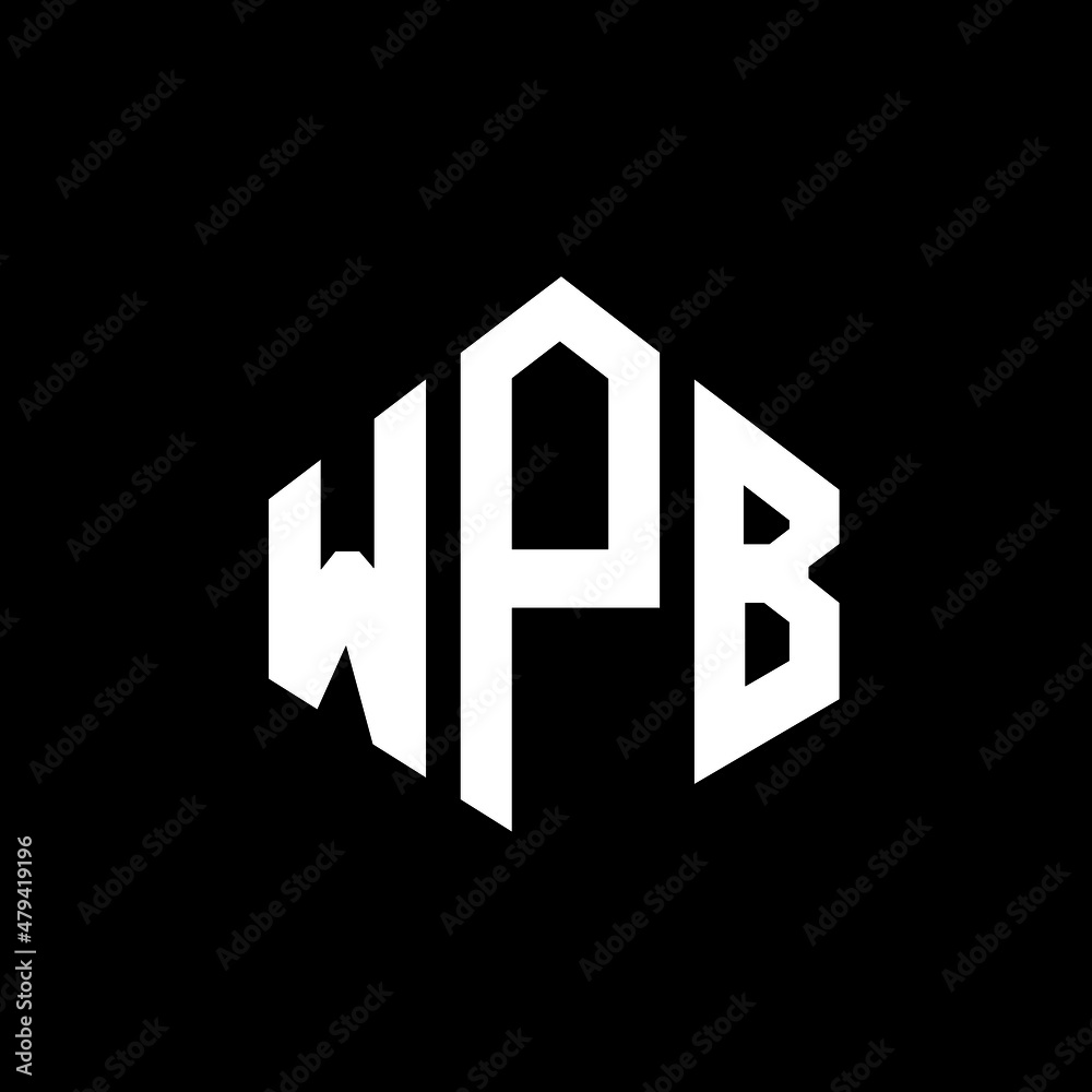 WPB letter logo design with polygon shape. WPB polygon and cube shape logo design. WPB hexagon vector logo template white and black colors. WPB monogram, business and real estate logo.