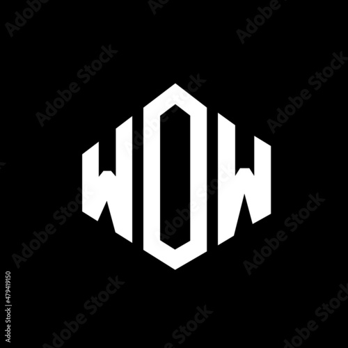 WOW letter logo design with polygon shape. WOW polygon and cube shape logo design. WOW hexagon vector logo template white and black colors. WOW monogram, business and real estate logo.
