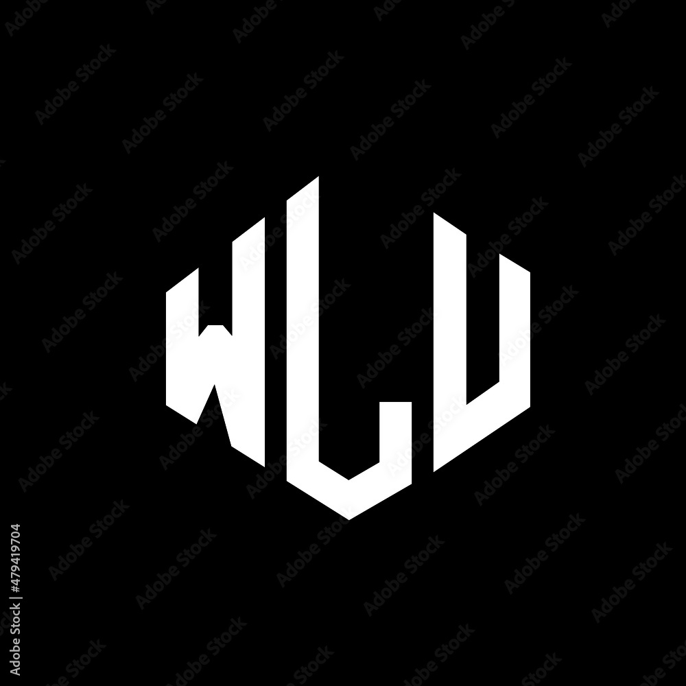 WLU letter logo design with polygon shape. WLU polygon and cube shape logo design. WLU hexagon vector logo template white and black colors. WLU monogram, business and real estate logo.