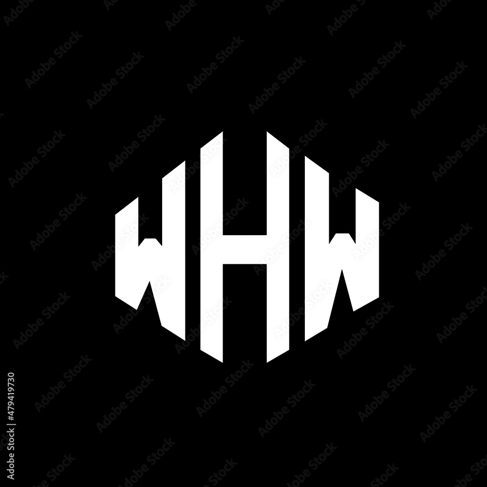 WHW letter logo design with polygon shape. WHW polygon and cube shape logo design. WHW hexagon vector logo template white and black colors. WHW monogram, business and real estate logo.