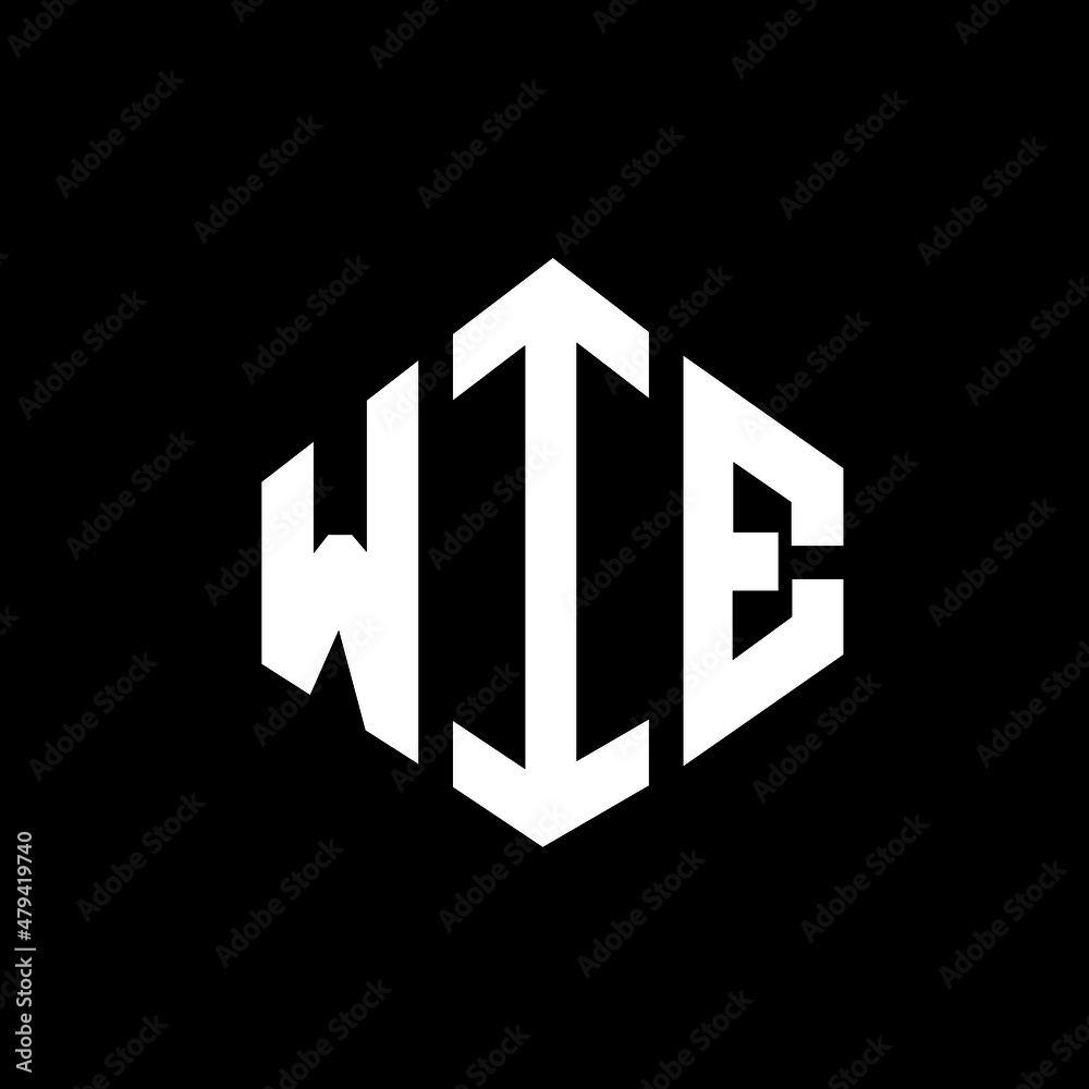 WIE letter logo design with polygon shape. WIE polygon and cube shape logo design. WIE hexagon vector logo template white and black colors. WIE monogram, business and real estate logo. - obrazy, fototapety, plakaty 