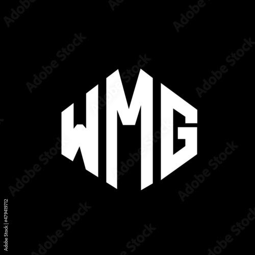 WMG letter logo design with polygon shape. WMG polygon and cube shape logo design. WMG hexagon vector logo template white and black colors. WMG monogram, business and real estate logo.