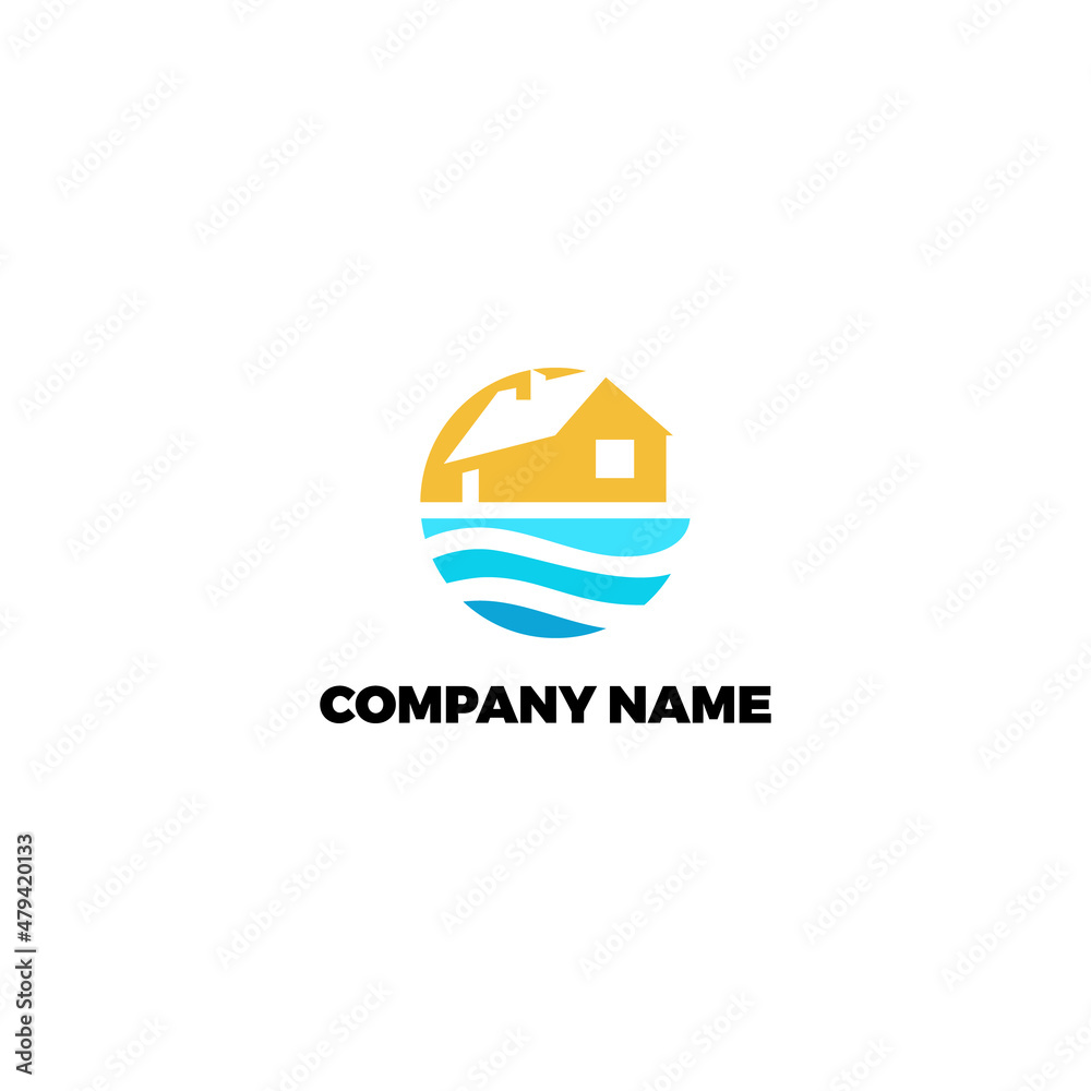 Fototapeta premium House On The Beach Logo Design Inspiration