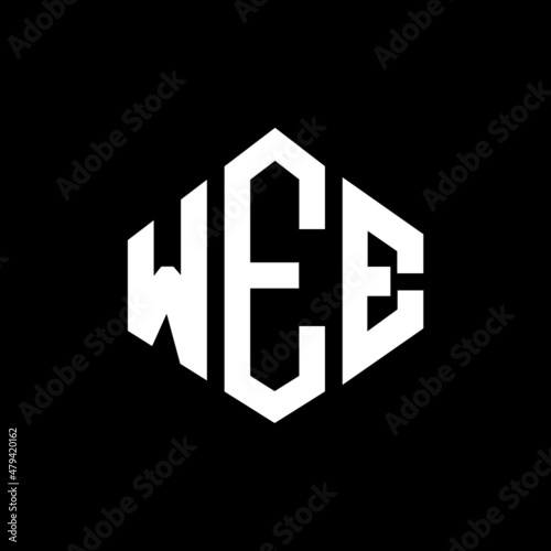 WEE letter logo design with polygon shape. WEE polygon and cube shape logo design. WEE hexagon vector logo template white and black colors. WEE monogram, business and real estate logo.