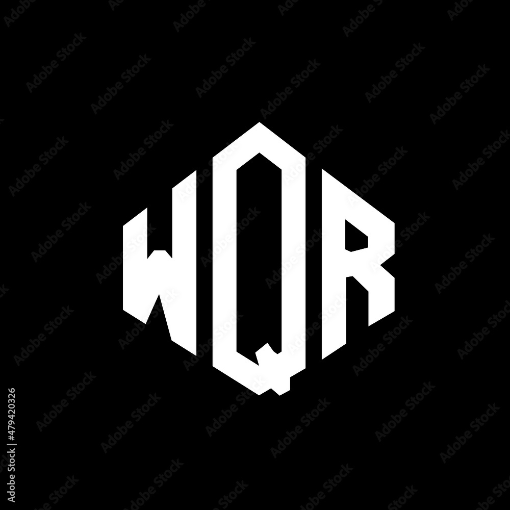 WQR letter logo design with polygon shape. WQR polygon and cube shape logo design. WQR hexagon vector logo template white and black colors. WQR monogram, business and real estate logo.