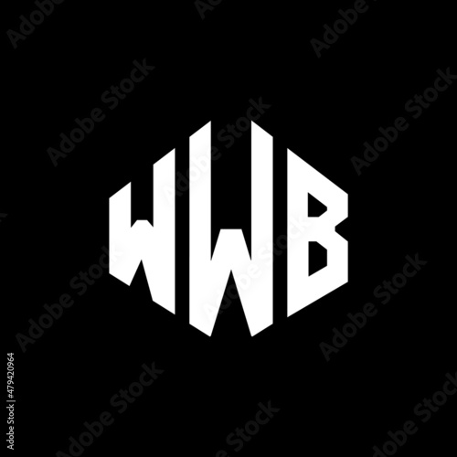 WWB letter logo design with polygon shape. WWB polygon and cube shape logo design. WWB hexagon vector logo template white and black colors. WWB monogram, business and real estate logo.