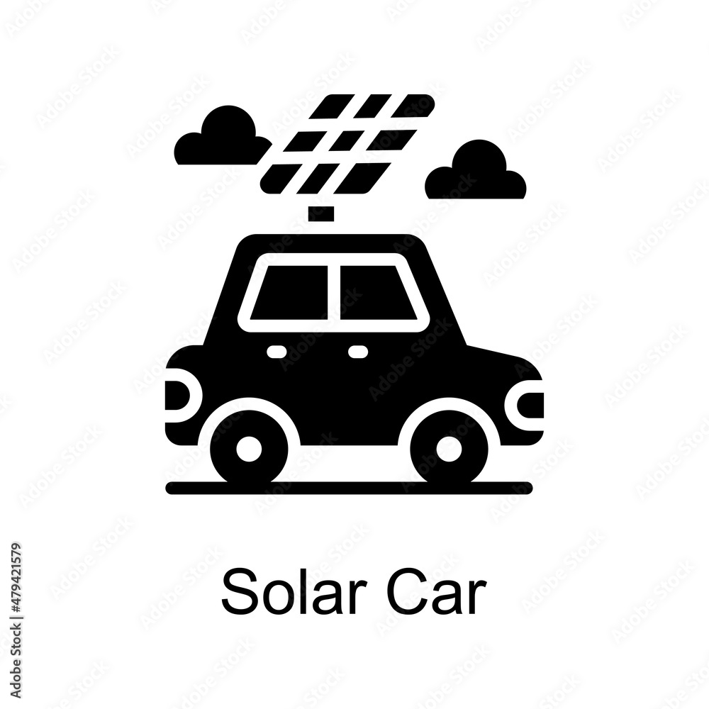 Solar Car vector Solid icon for web isolated on white background EPS 10 file Solar Car vector Solid icon for web isolated on white background EPS 10 file