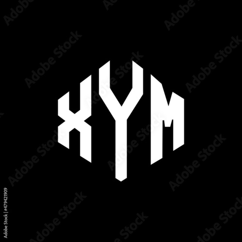XYM letter logo design with polygon shape. XYM polygon and cube shape logo design. XYM hexagon vector logo template white and black colors. XYM monogram, business and real estate logo.
