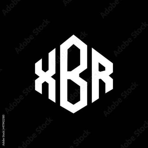 XBR letter logo design with polygon shape. XBR polygon and cube shape logo design. XBR hexagon vector logo template white and black colors. XBR monogram, business and real estate logo. photo