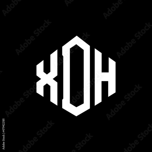 XDH letter logo design with polygon shape. XDH polygon and cube shape logo design. XDH hexagon vector logo template white and black colors. XDH monogram, business and real estate logo.