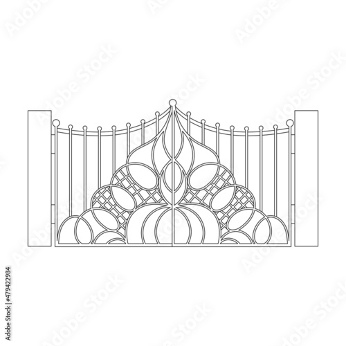 Fence gate vector icon.Outline vector icon isolated on white background fence gate.