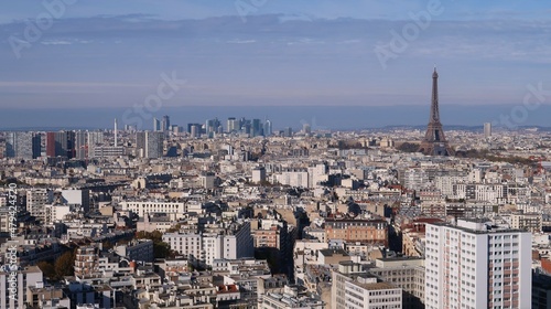 Photography Vue aérienne panoramique sur la ville de Paris et l’agglomération de l’Île-de-Fr