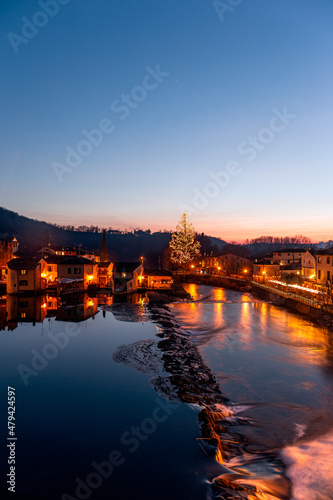 night view of Borghetto (Valeggio sul Mincio, Verona) at the Christmas time