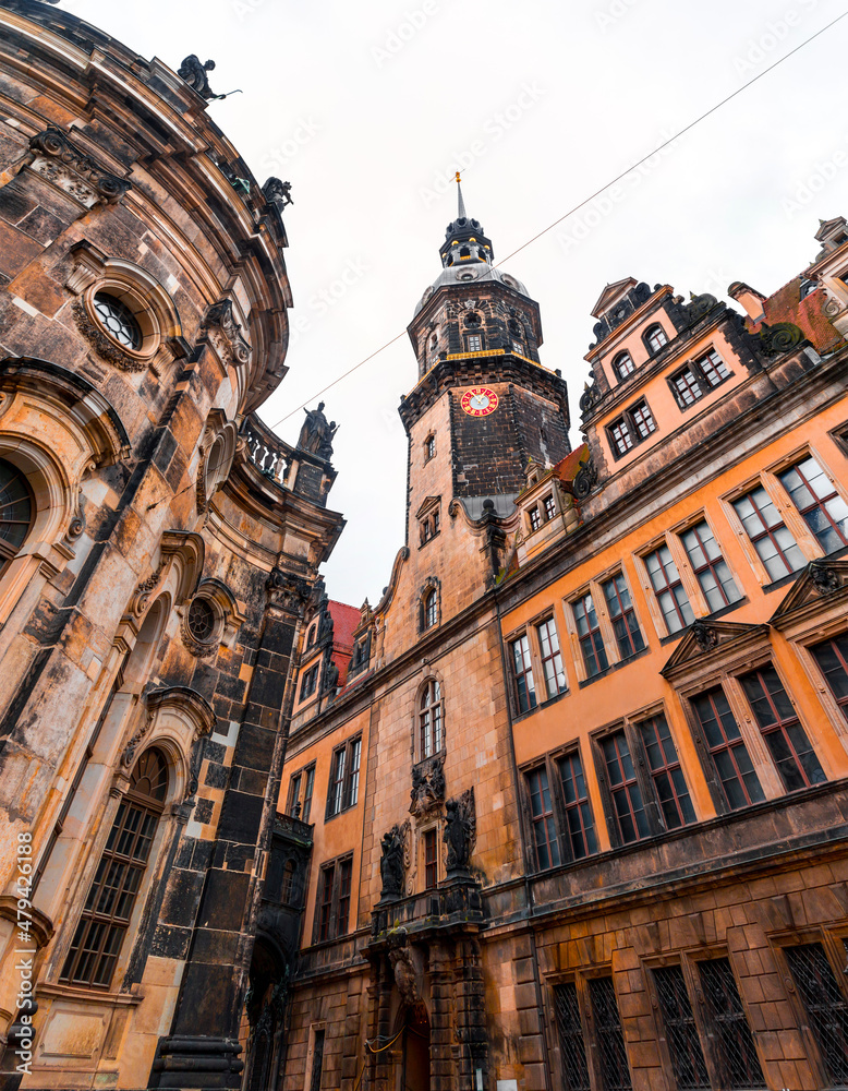 Fototapeta premium Exterior view of the Residenzschloss in the old town of Dresden, Germany