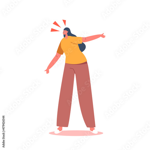 Angry Woman Screaming, Hysterical Negative Face Expression, Emotion, Bad Feelings Reaction. Conflict, Confrontation