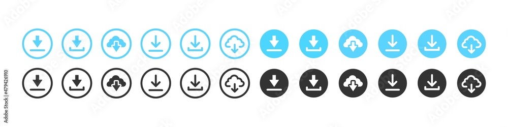 Download icon. Upload button cloud. Download technology icon collection. Stock vector Download icon. Upload button cloud. Download technology icon collection. Stock vector