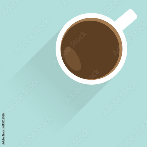 Coffee cup with shadow illustration. Coffee mug in flat style. Stock vector