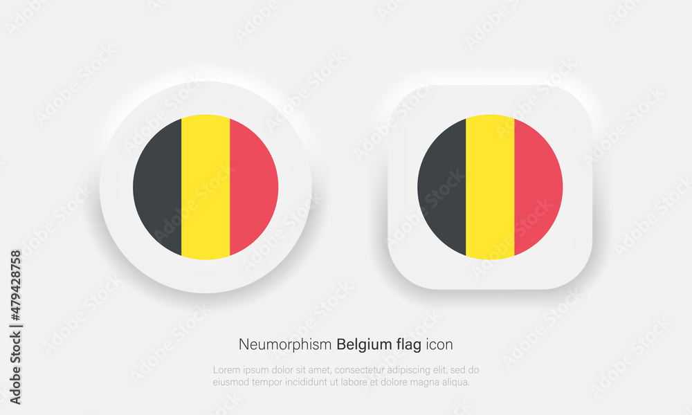 Belgium flag vector icon in trendy neumorphism style, belgium flag button. Vector EPS 10 Belgium flag vector icon in trendy neumorphism style, belgium flag button. Vector EPS 10