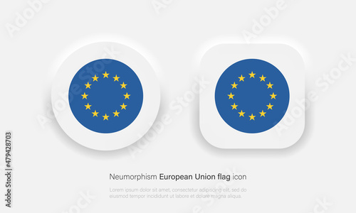 Fotografia European union flag vector icon, button official colors and proportion correctly in neumorphism design