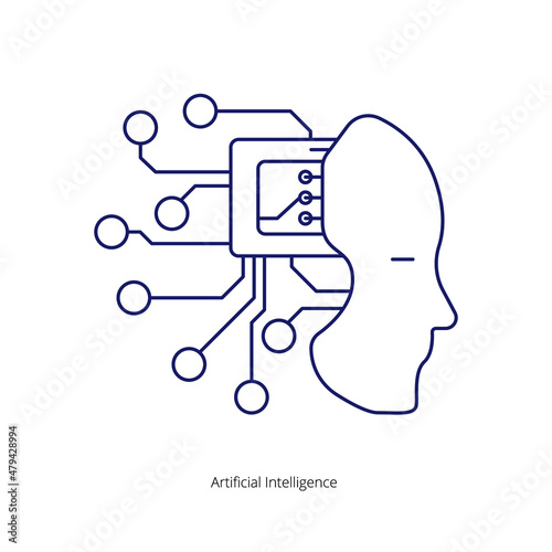Vector illustration, icon or template for a logo. Artificial Intelligence.