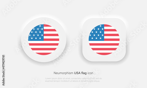 United state of America national flag icon. USA flag button in trendy neumorphic style. Vector EPS 10