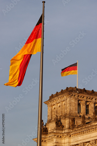 German flags on an official building