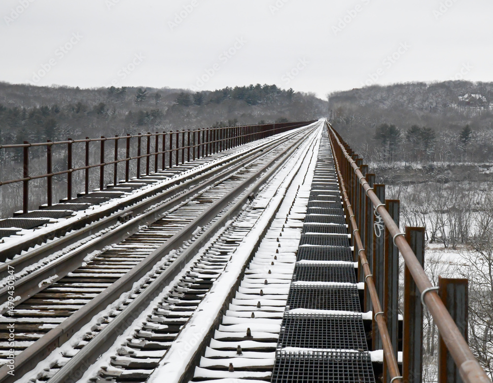 Vintage Railroad train tracks and bridge