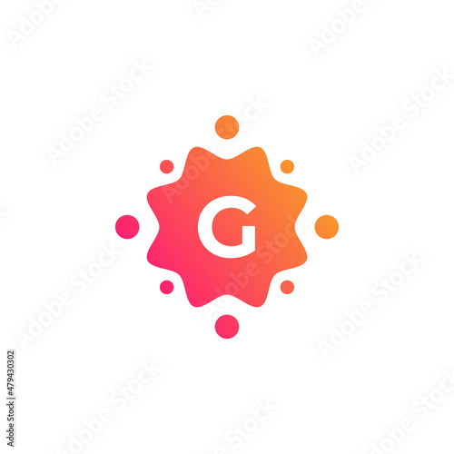 Smart and Creative Letter G Logo Design Template with Dots or Points. Geometric Dot Circle Science Medicine Sign. Universal Energy Tech Planet Star Atom Vector Icon Element
