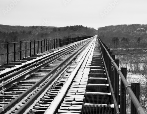 Vintage Railroad train tracks and bridge